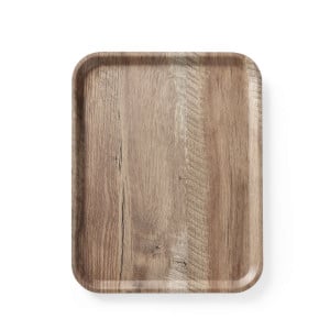 Plateau de Service en Mélamine Imprimé Bois Foncé - 430 x 330 mm