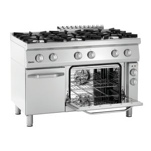 Six-burner stove with electric oven GN 1/1 and Series 700 cabinet