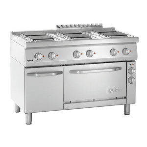 Six-burner range with electric oven GN1/1 and Series 700 cabinet