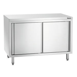 Stainless Steel Cabinet with Sliding Doors and Shelf - L 1200 mm