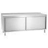 Stainless Steel Cabinet with Sliding Doors, Shelf, and Backsplash - L 2000 mm