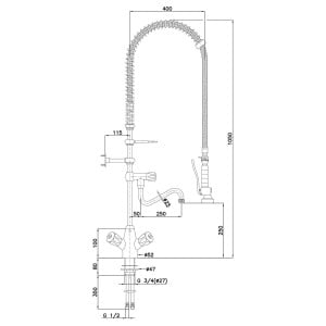 Bartscher-sekoitin 26L-1801B suihkupäällä