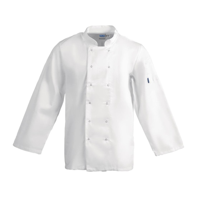 Keittiön valkoinen unisex-takki pitkillä hihoilla Vegas - Koko Xs - Whites Chefs Clothing - Fourniresto