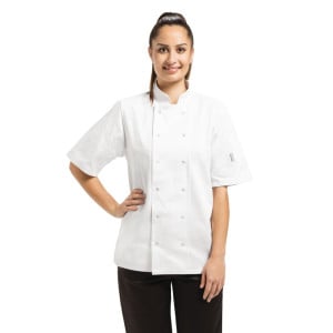 Keittiön unisex-valkoinen lyhythihainen takki Vegas - Koko Xs - Whites Chefs Clothing - Fourniresto