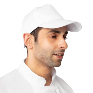 Keps Baseball Vit Med Justerbar Rem - One Size - Whites Chefs Clothing - Fourniresto