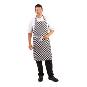 Esiliina ruutukuvioilla musta ja valkoinen 970 x 710 mm - Whites Chefs Clothing - Fourniresto