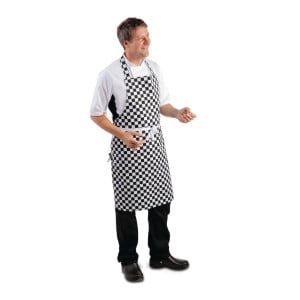 Fickförkläde i svart och vitt rutigt 970 x 710 mm - Whites Chefs Clothing - Fourniresto