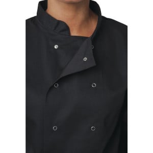 Svart unisex kockjacka med långa ärmar Vegas - Storlek S - Whites Chefs Clothing - Fourniresto