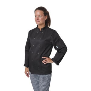 Svart unisex kockjacka med långa ärmar Vegas - Storlek XXL - Whites Chefs Clothing