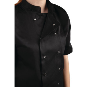 Svart unisex kortärmad kockjacka Vegas - Storlek M - Whites Chefs Clothing - Fourniresto