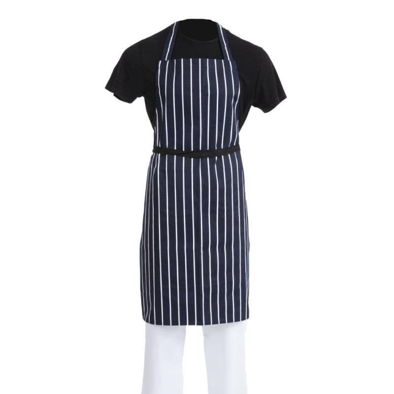 Ficklappsförkläde Randig Marinblå och Vit 965 x 710 mm - Whites Chefs Clothing - Fourniresto