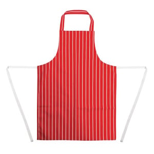 Striped Red and White Bib Apron 710 x 970 mm - Whites Chefs Clothing - Fourniresto