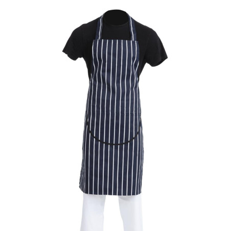 Esiliina taskulla, raidallinen sinivalkoinen 965 x 710 mm - Whites Chefs Clothing - Fourniresto