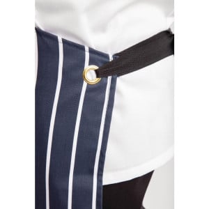 Tablier Bavette Avec Poche Rayé Marine Et Blanc 965 X 710 Mm - Whites Chefs Clothing - Fourniresto