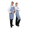 Blue and white checkered bib apron in polycotton 710 x 970 mm - Whites Chefs Clothing - Fourniresto