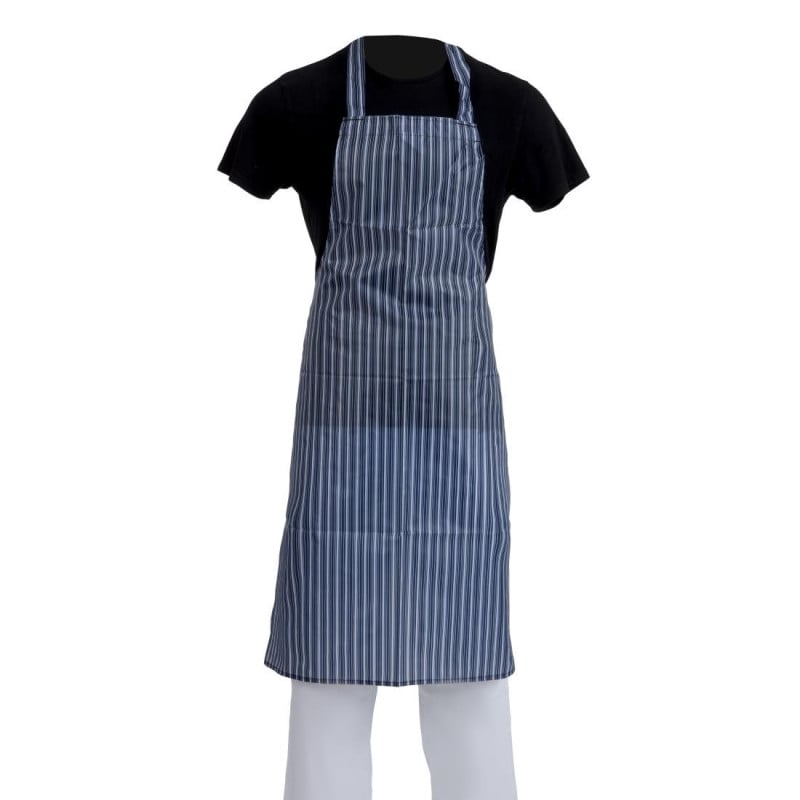 Förkläde med vattenavvisande randigt blått och vitt 1016 x 711 mm - Whites Chefs Clothing - Fourniresto