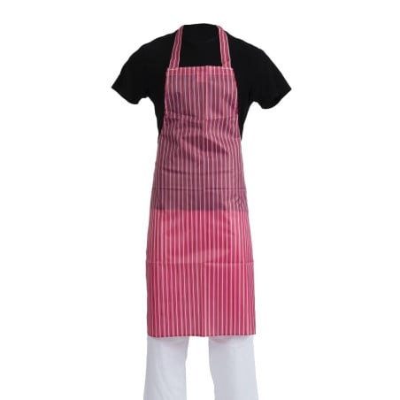 Förkläde med vattenavvisande randigt rött och vitt 1016 x 711 mm - Whites Chefs Clothing - Fourniresto