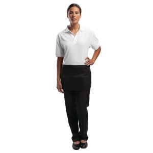 Förkläde Bartender med fickor och dragkedja Svart i polycotton 450 x 305 mm - Whites Chefs Clothing - Fourniresto