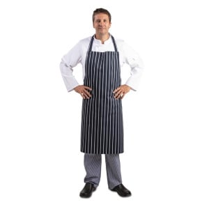 Esiliina Bavette Extra Long Ilman taskua Raidallinen Sininen ja Valkoinen - Whites Chefs Clothing - Fourniresto