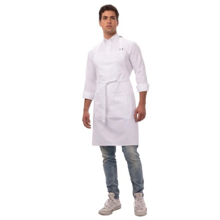 White Bib Apron with Pockets and Adjustable Neck Strap - Chef Works - Fourniresto