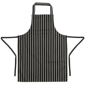 Tablier De Cuisine Rayé Noir Et Blanc 760 X 970 Mm - Whites Chefs Clothing - Fourniresto