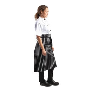 Förkläde i randigt vitt och svart 760 x 970 mm - Whites Chefs Clothing - Fourniresto