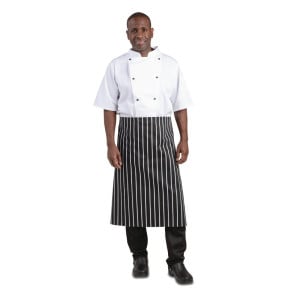 Förkläde i randigt vitt och svart 760 x 970 mm - Whites Chefs Clothing - Fourniresto