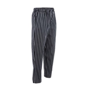 Mixed Black and White Striped Baggy Kitchen Pants - Size L - Chef Works - Fourniresto