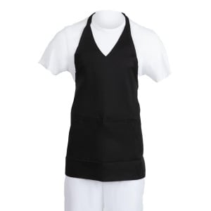 Serverförkläde med V-ringning i svart polybomull 838 x 698 mm - Whites Chefs Clothing - Fourniresto