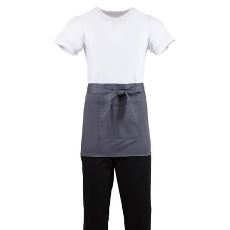 Kort serverförkläde i antracitgrått polycotton 750 x 373 mm - Whites Chefs Clothing - Fourniresto