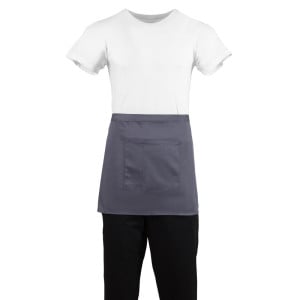 Kort serverförkläde i antracitgrått polycotton 750 x 373 mm - Whites Chefs Clothing - Fourniresto