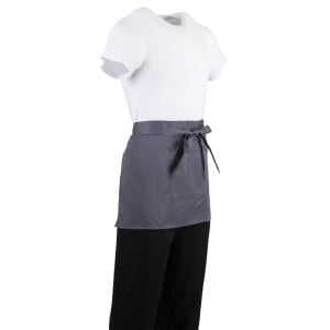 Kort serverförkläde i antracitgrått polycotton 750 x 373 mm - Whites Chefs Clothing - Fourniresto