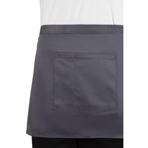 Kort serverförkläde i antracitgrått polycotton 750 x 373 mm - Whites Chefs Clothing - Fourniresto