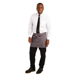 Kort serverförkläde i antracitgrått polycotton 750 x 373 mm - Whites Chefs Clothing - Fourniresto