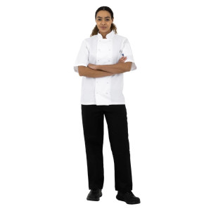 White Short Sleeve Boston Kitchen Jacket - Size L - Whites Chefs Clothing - Fourniresto