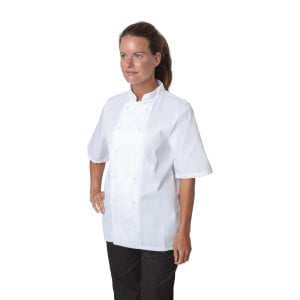 Valkoinen lyhythihainen keittiötakki Boston - Koko XS - Whites Chefs Clothing - Fourniresto