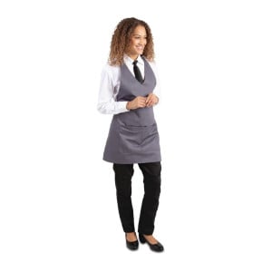 Tablier de Serveur Col en V Gris Anthracite en Polycoton 838 x 698 mm - Whites Chefs Clothing - Fourniresto