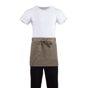 Kort serverförkläde i ljusbrun polycotton 373 x 750 mm - Whites Chefs Clothing - Fourniresto