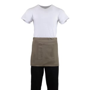 Kort serverförkläde i ljusbrun polycotton 373 x 750 mm - Whites Chefs Clothing - Fourniresto