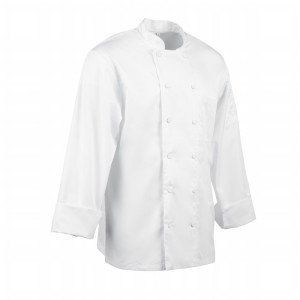 White Unisex Long Sleeve Calgary Kitchen Jacket - Size M - Chef Works - Fourniresto