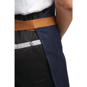 Serverförkläde i blå denim med bomullsband 1000 x 700 mm - Whites Chefs Clothing - Fourniresto