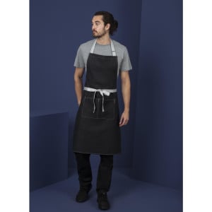 Black Denim Southside Bib Apron in Polycotton 700 x 1000 mm - Whites Chefs Clothing - Fourniresto