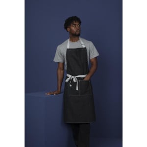 Black Denim Southside Bib Apron in Polycotton 700 x 1000 mm - Whites Chefs Clothing - Fourniresto