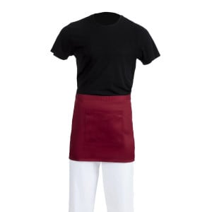 Kort servitörsförkläde i bordeauxfärgad polycotton 373 x 750 mm - Whites Chefs Clothing - Fourniresto