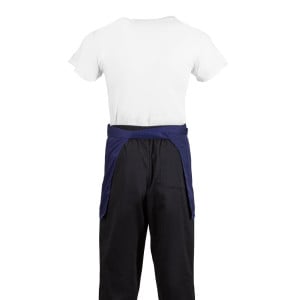 Kort servitörsförkläde i marinblått polybomull 373 x 750 mm - Whites Chefs Clothing - Fourniresto