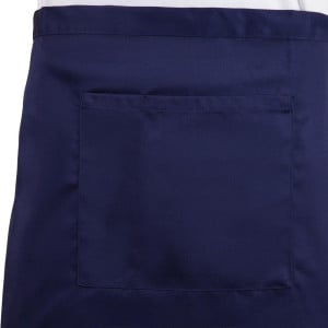 Kort servitörsförkläde i marinblått polybomull 373 x 750 mm - Whites Chefs Clothing - Fourniresto