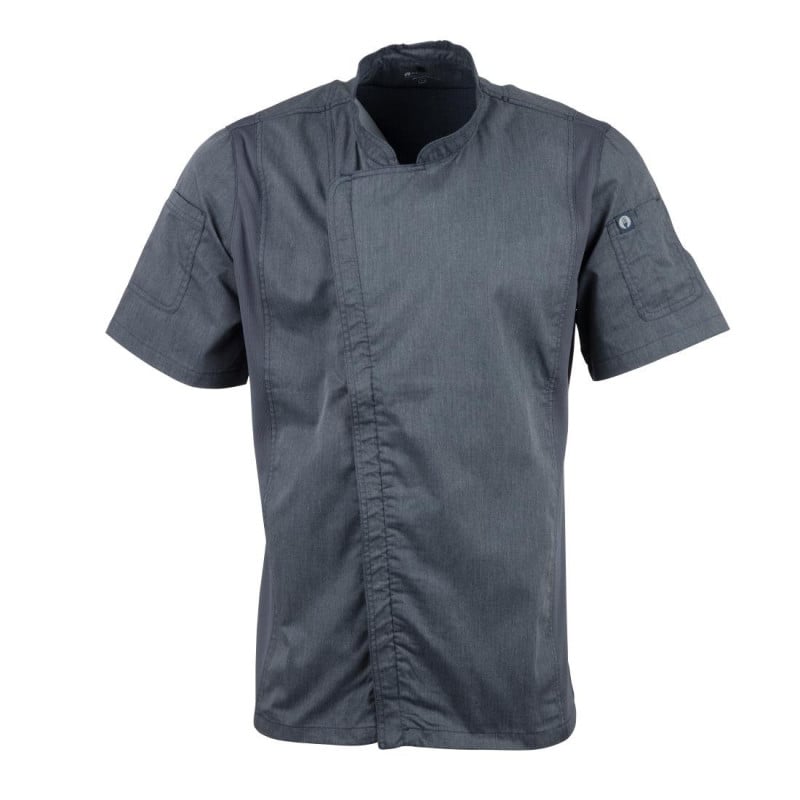 Unisex Short Sleeve Zipper Closure Ink Blue Kitchen Jacket - Size L - Chef Works - Fourniresto