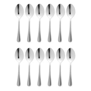 Round Stainless Steel Bead Soup Spoon - Set of 12 - Olympia - Fourniresto