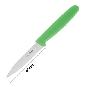 Kniv med grönt blad 7,5 cm - Hygiplas - Fourniresto