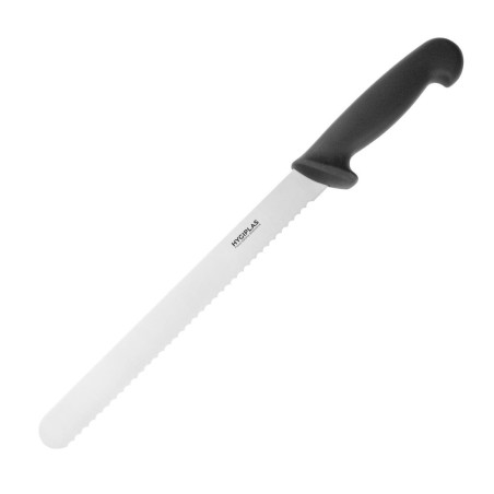 Kniv med tandad klinga svart 25,5 cm - Hygiplas - Fourniresto